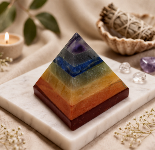7 7 Chakra Pyramid – Natural Healing Crystal for Energy Balance, Alignment & Positivity | Hirayaa