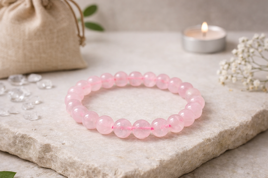 Rose Quartz Bracelet – Natural Healing Crystal for Love, Emotional Balance & Self-Love | Hirayaa
