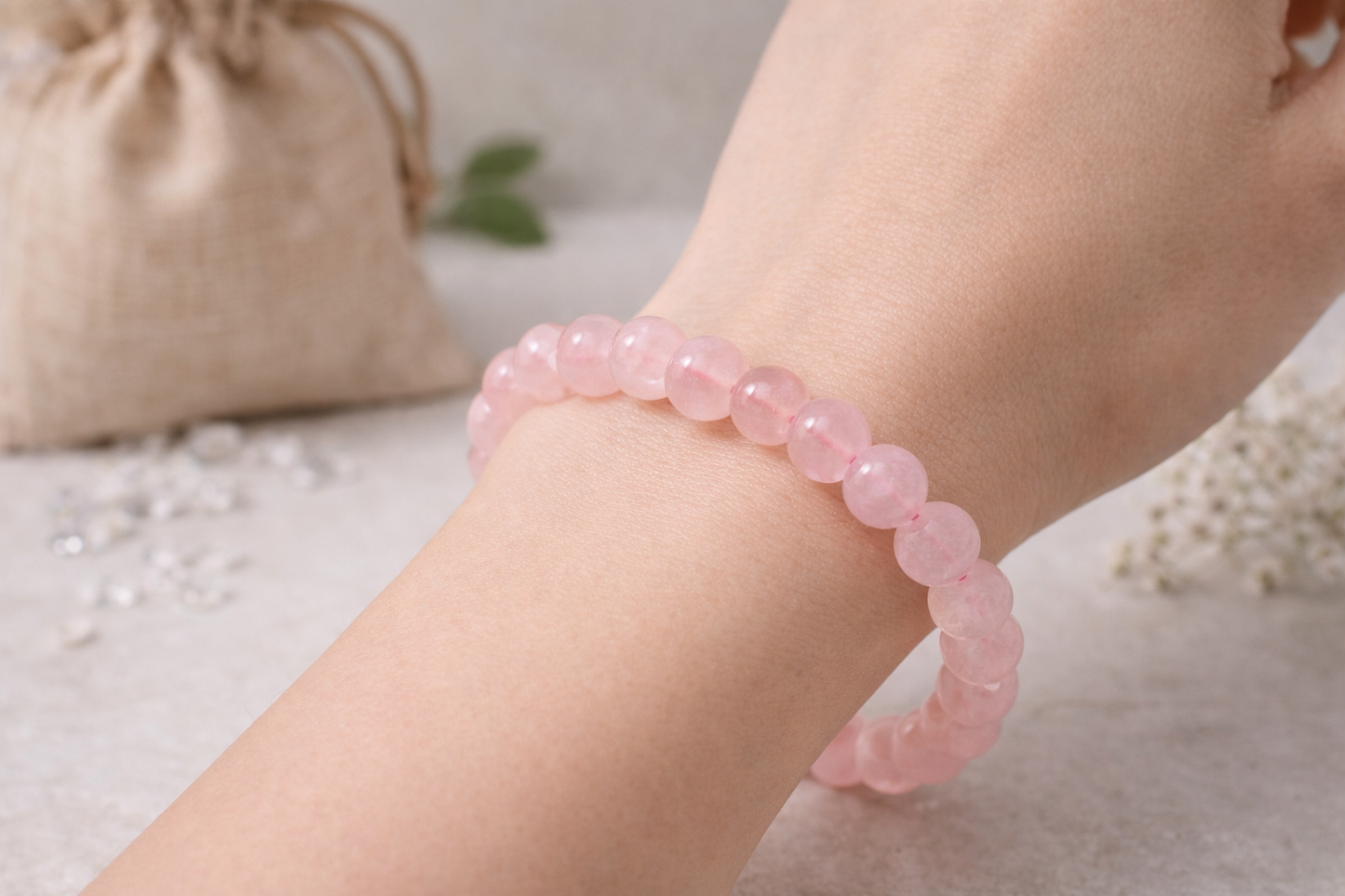 Rose Quartz Bracelet – Natural Healing Crystal for Love, Emotional Balance & Self-Love | Hirayaa